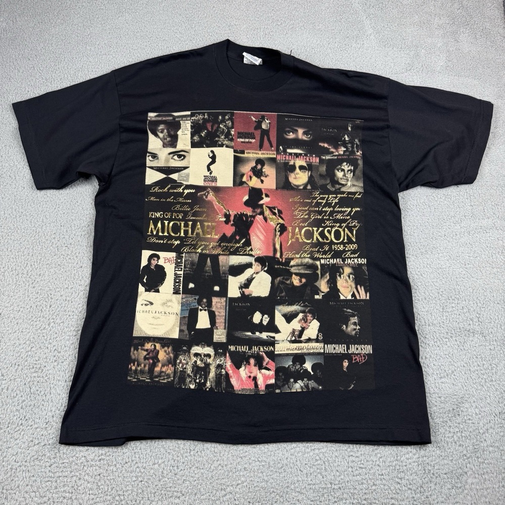 Michael Jackson TShirt 2XL Black Memorial King Of Pop 1958-2009 Double Sided Y2K